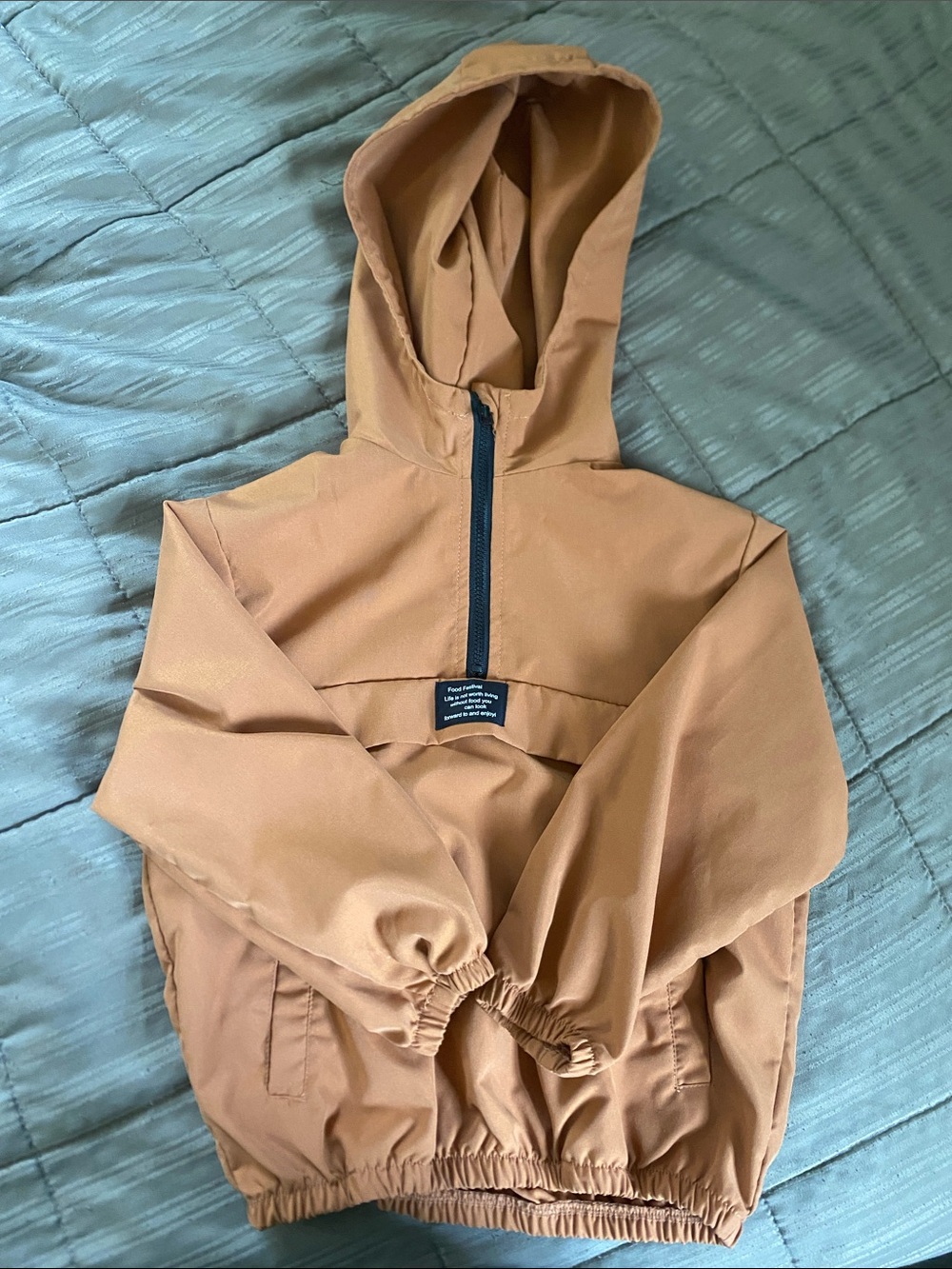 SHEIN Kids Tan Hooded Bomber Anorak Jacket